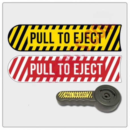 Sticker "Pull to Eject" für Sitzverstellung