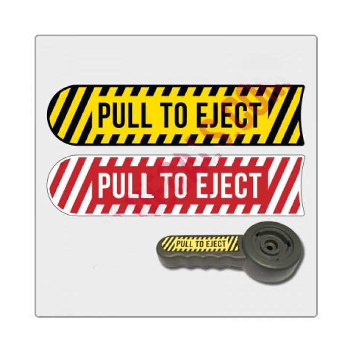 Sticker "Pull to Eject" für Sitzverstellung
