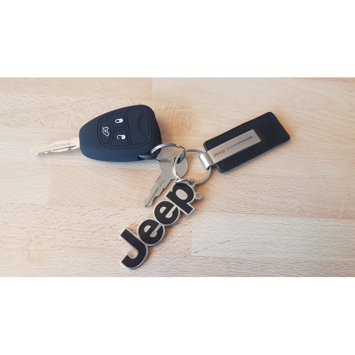 Schlüsselanhänger "Jeep" chrom / schwarz Plasticolor