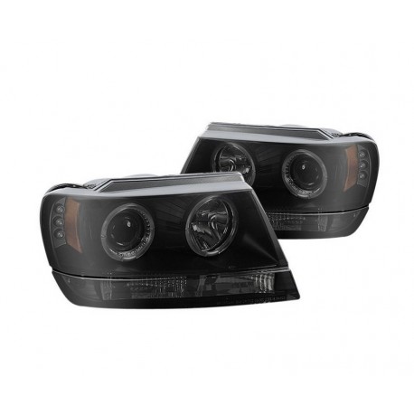 HALO-Scheinwerfer schwarz / smoked mit LED Standlicht Spyder Automotive
