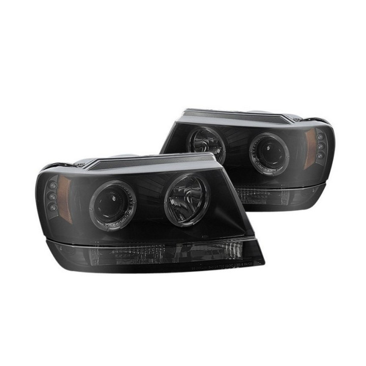 HALO-Scheinwerfer schwarz / smoked mit LED Standlicht Spyder Automotive