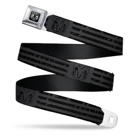 Gürtel "Seatbelt-Style" schwarz gestreift mit RAM Schnalle