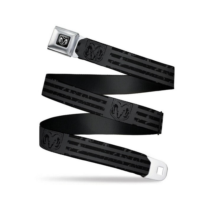 Gürtel "Seatbelt-Style" schwarz gestreift mit RAM Schnalle