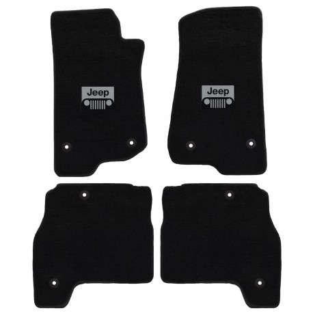 Fussmatten-Set vorne & hinten schwarz mit Jeep Grill Lloyd Mats