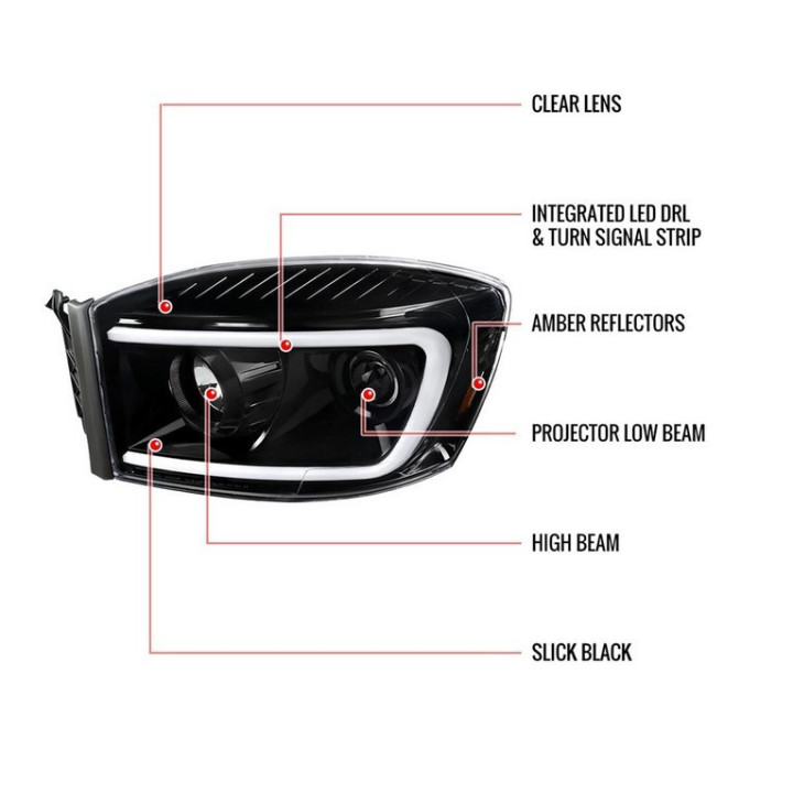 Scheinwerfer schwarz mit "Switch-Back" Blinker Spec-D