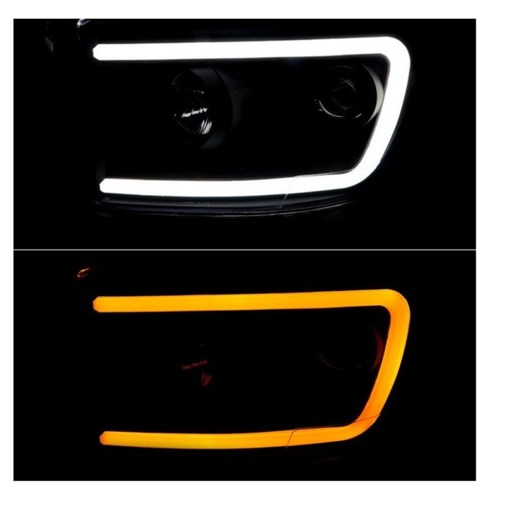 Scheinwerfer matt-schwarz mit "Switch-Back" Blinker Spec-D