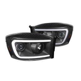 Scheinwerfer matt-schwarz mit "Switch-Back" Blinker Spec-D