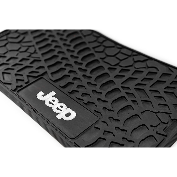 Gummimatten-Set vorne & hinten schwarz mit Jeep-Schriftzug in verschiedenen Farben