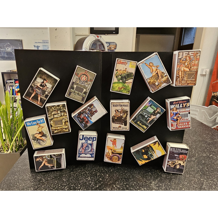Magnet-Tafel mit Jeep Zundholzschächteli