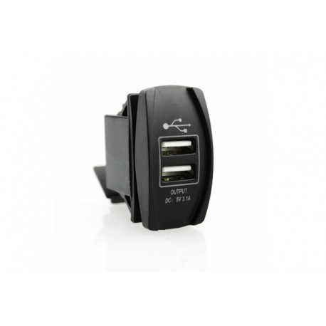 Kippschalter-Blende mit 2 USB-Ports und blauer Beleuchtung