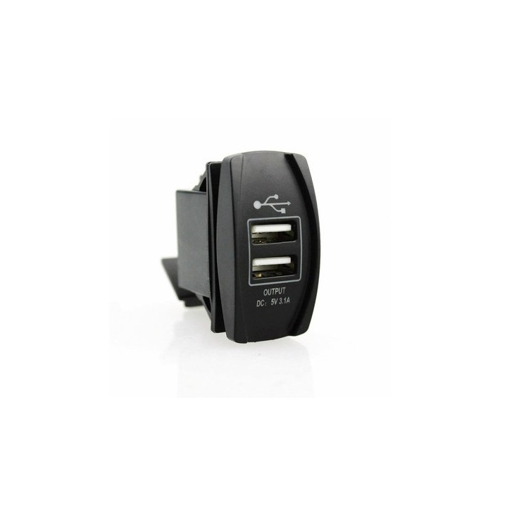 Kippschalter-Blende mit 2 USB-Ports und blauer Beleuchtung