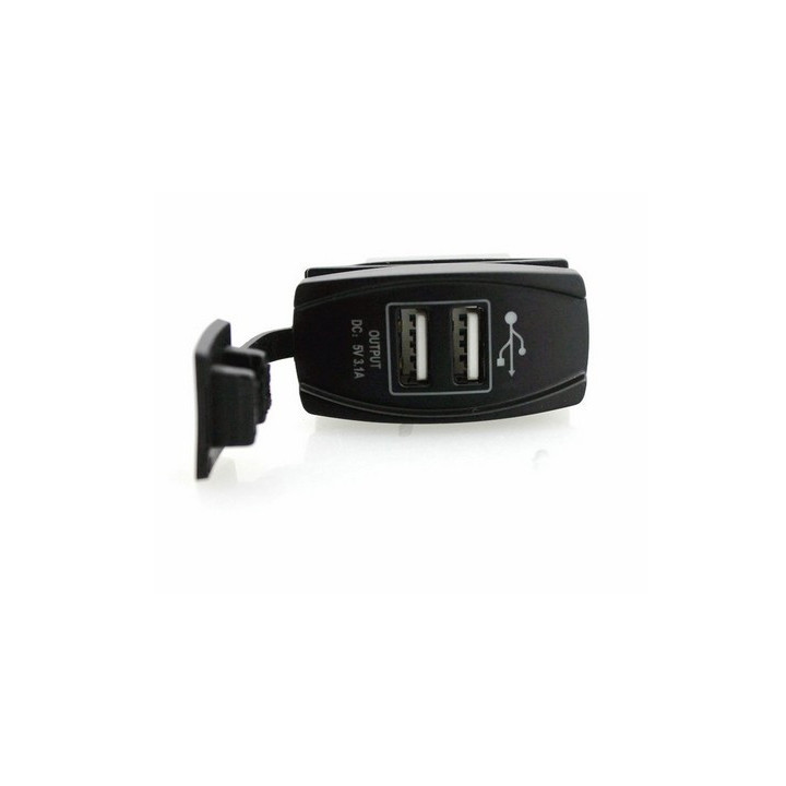 Kippschalter-Blende mit 2 USB-Ports und blauer Beleuchtung