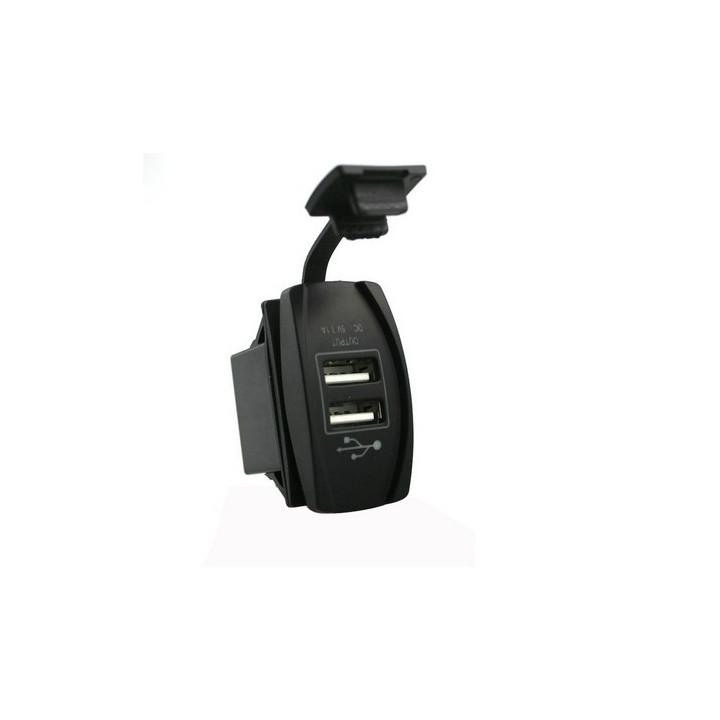 Kippschalter-Blende mit 2 USB-Ports und blauer Beleuchtung
