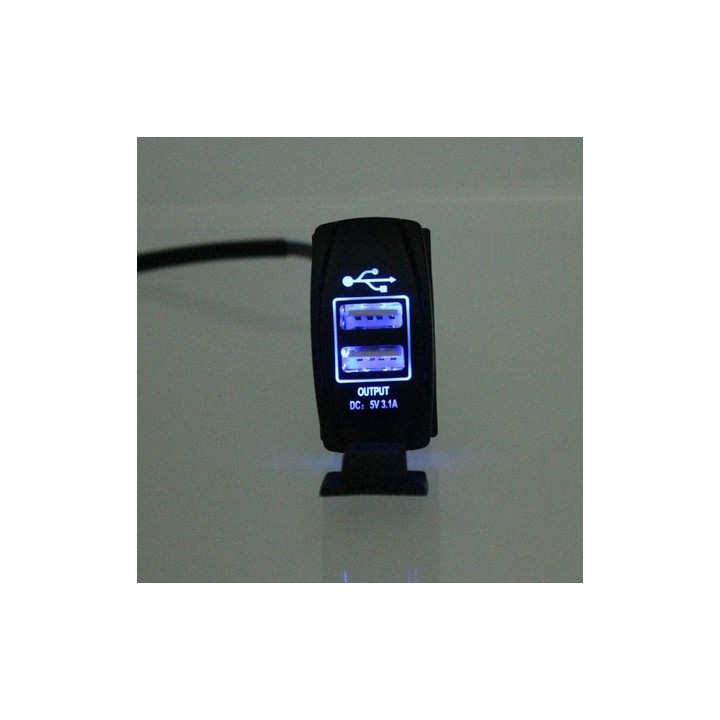 Kippschalter-Blende mit 2 USB-Ports und blauer Beleuchtung