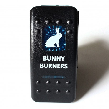 Kippschalter "Bunny Burners" mit blauer Beleuchtung